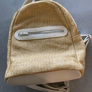 Wild Fable Woven Straw Backpack with Cream Accents